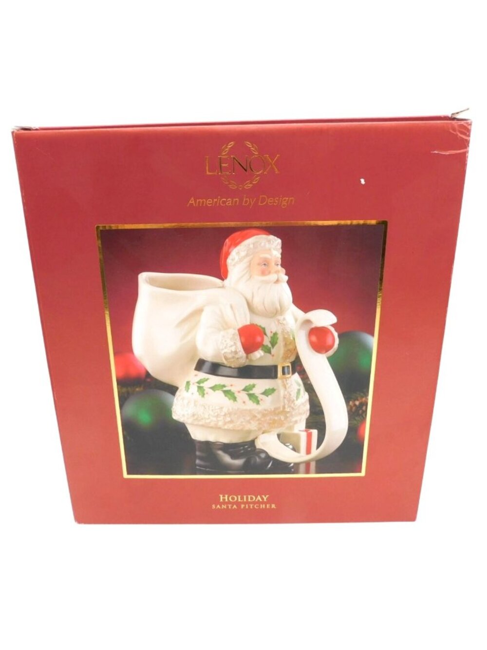 Lenox Holiday Santa List Pitcher in Original Box 48 oz Cream 9" Christmas